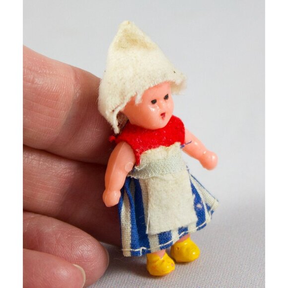 Vintage Dollhouse Miniature Dutch Girl Doll Striped Outfit  1:24 Scale - Picture 3 of 3